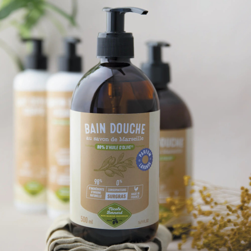 Bain douche au savon de Marseille à l'huile d'olive parfum lavande