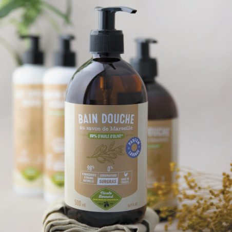 Bain douche au savon de Marseille à l'huile d'olive parfum lavande