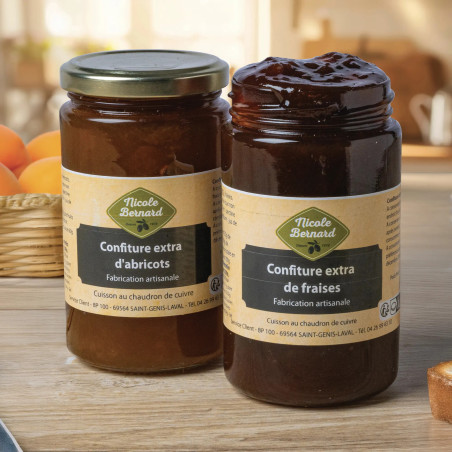 Confiture d'abricots + Confiture de fraises