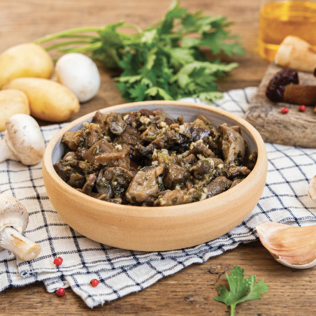 Poêlée de champignons en persillade et fleur de sel de Camargue