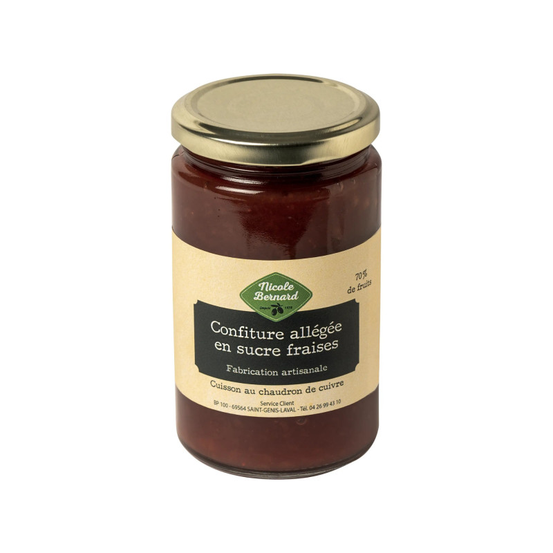 Pot de Confiture de fraises allégée en sucre (25% de sucre en moins)