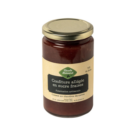 Pot de Confiture de fraises allégée en sucre (25% de sucre en moins)