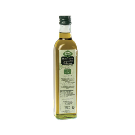Bouteille d'Huile d’olive biologique vierge extra extraite à froid