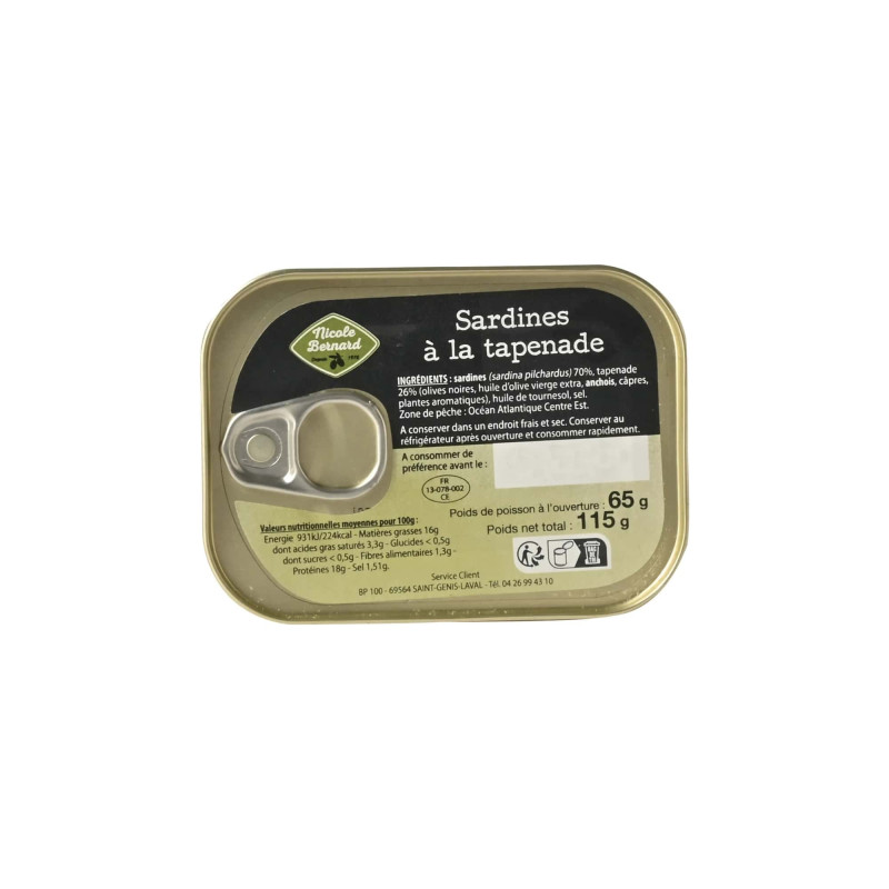 Boite de Sardines à la tapenade d'olives noires
