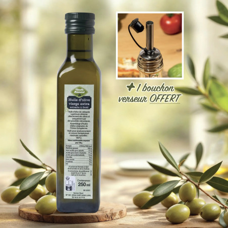 Huile d'olive vierge extra 250ml + Bouchon verseur OFFERT