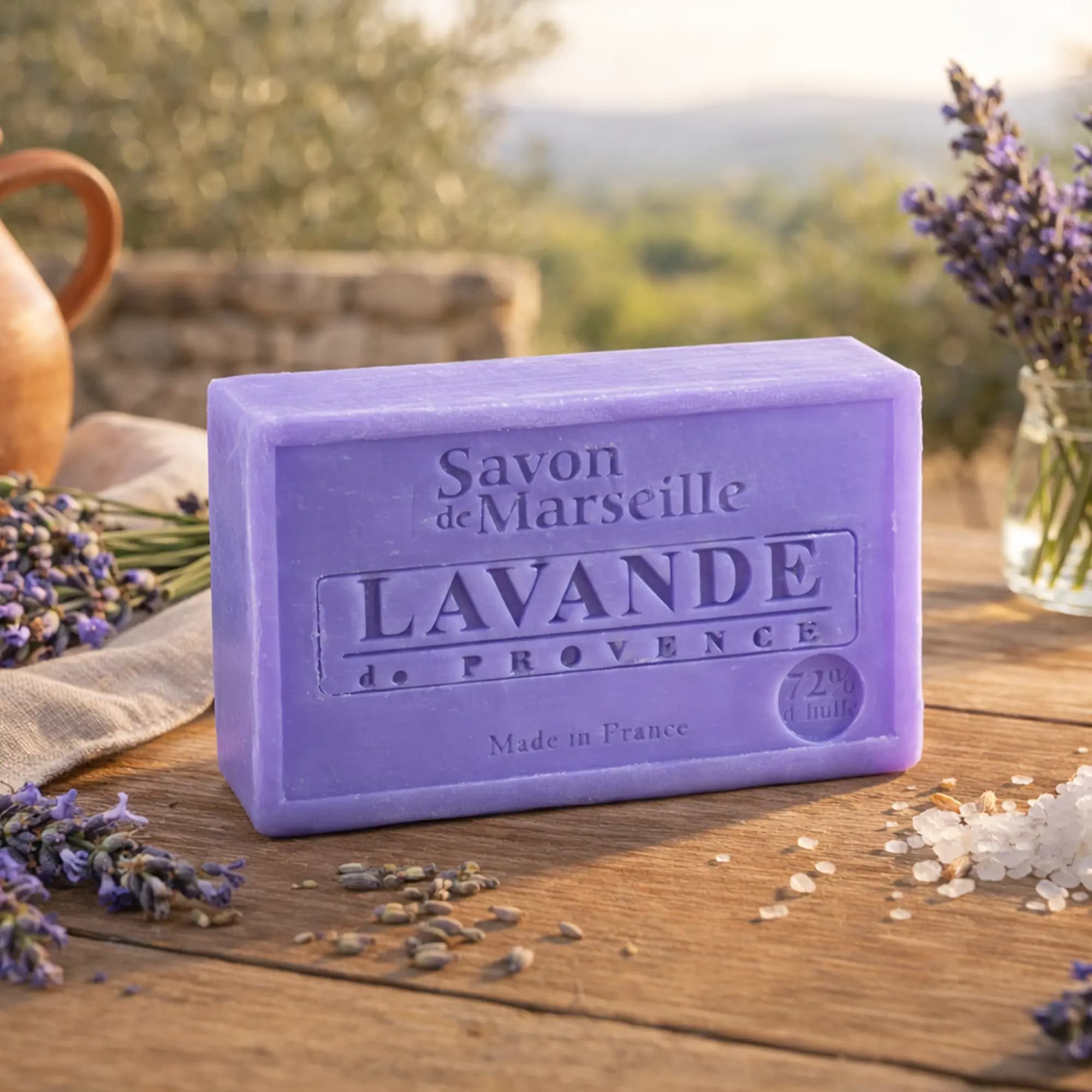 Lot De Savons De Marseille Artisanaux Pur Végétal - Parfum Lavande, Au Beurre De Karité, Fabrication Française