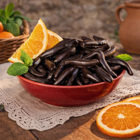 Ecorces d’oranges confites au chocolat noir