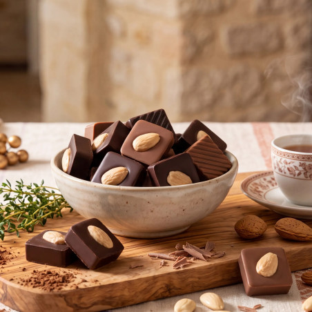 Les palets pralinés amandes entières chocolat lait et noir