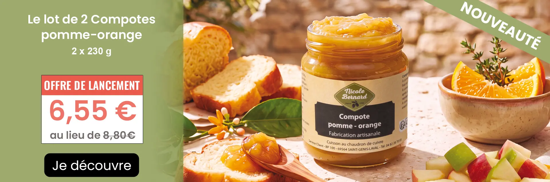Offre de lancement compote pomme orange